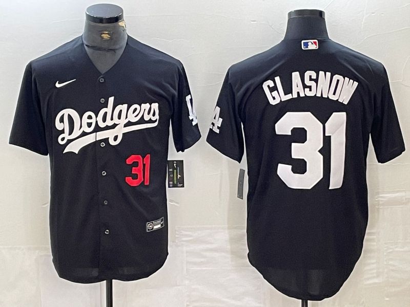 Men Los Angeles Dodgers 31 Glasnow Black Nike Game MLB Jersey style 4